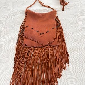 Vintage Handmade Leather Boho Bag – Tassel Detail